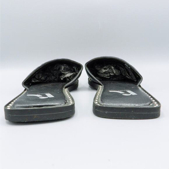 Report Rosalee Puff‎ Slide Sandals Studded Sz 7 Black Faux Leather Square Toe - Picture 6 of 10